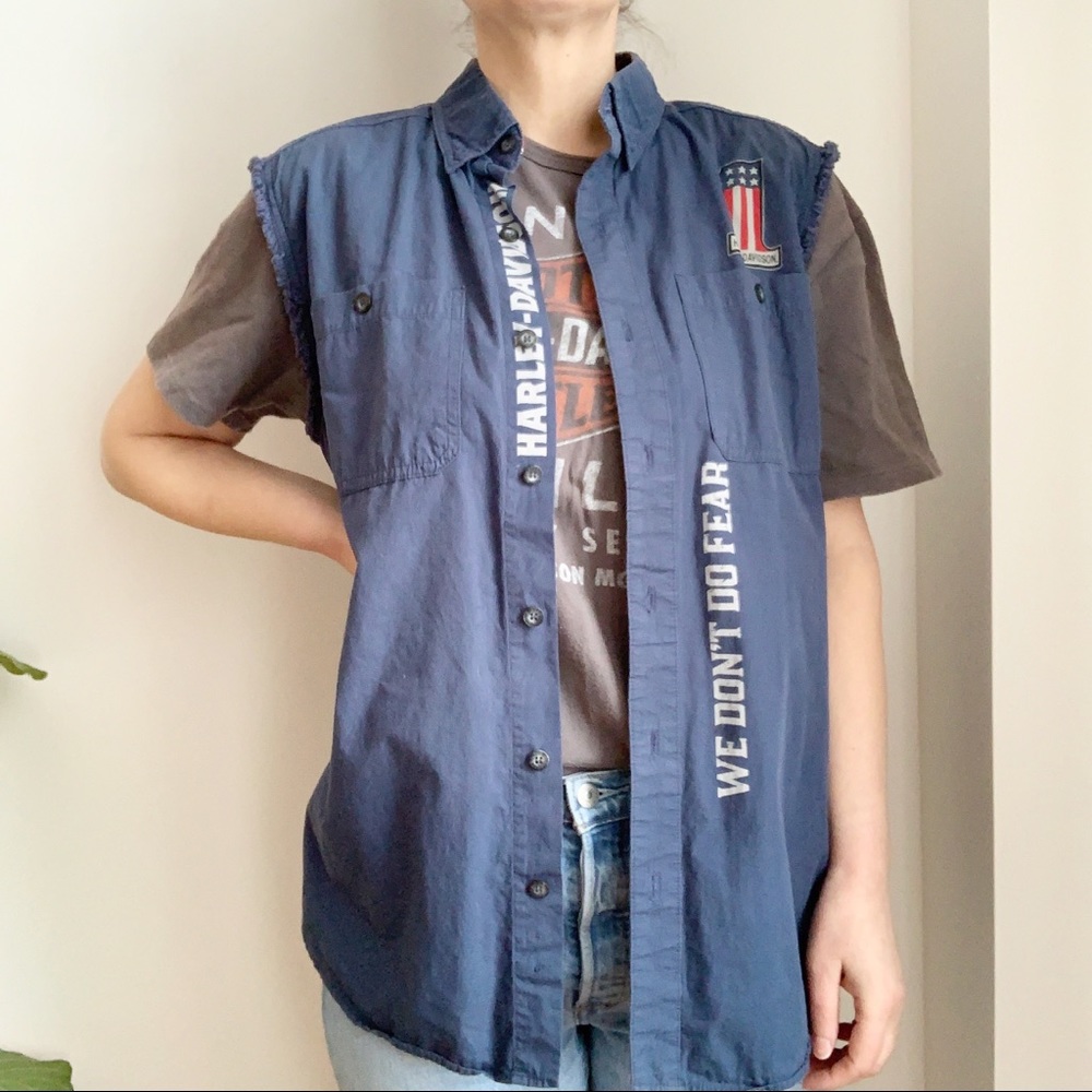 HARLEY DAVIDSON Cotton Sleeveless Vest Top Flag M - Picture 7 of 15